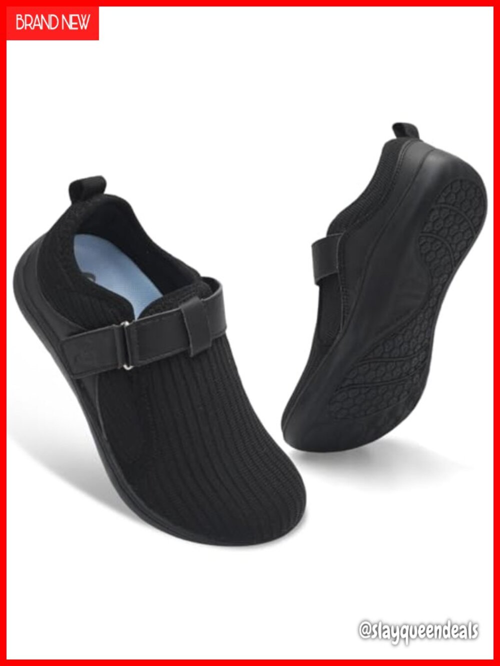 Wide Width Walking Shoes Adjustable Strap Breathable Zero Drop Sneakers